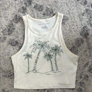 American Eagle Embroidered Palm Tree Tank